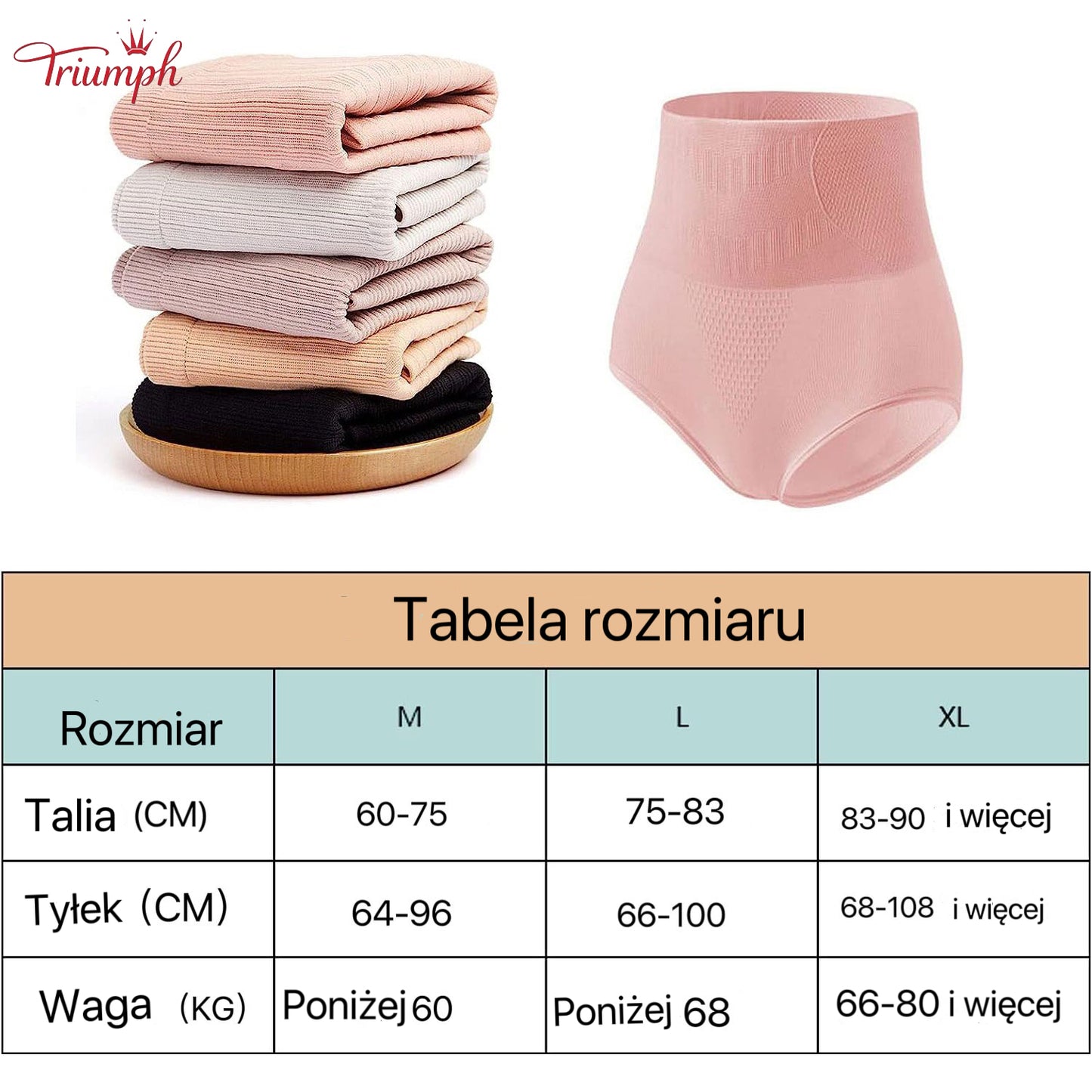 Triumph 5-Pak-Bezpłatna Wysyłka-Damska Bielizna Termoaktywna Wyszczuplająca Brzuch Bielizna Modelująca Sredni Wysoki Stan Bardzo Obcisła Seksowna Bielizna Grafenowa