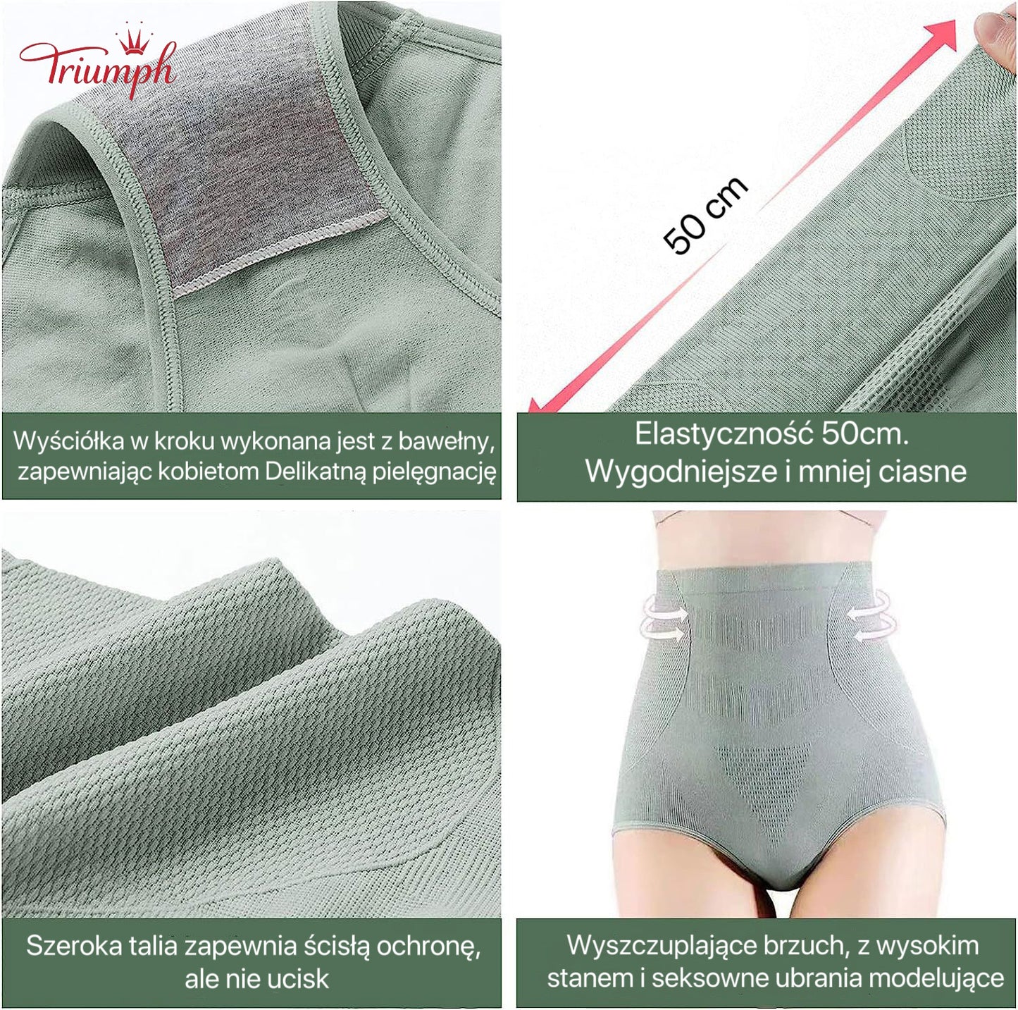 Triumph 5-Pak-Bezpłatna Wysyłka-Damska Bielizna Termoaktywna Wyszczuplająca Brzuch Bielizna Modelująca Sredni Wysoki Stan Bardzo Obcisła Seksowna Bielizna Grafenowa