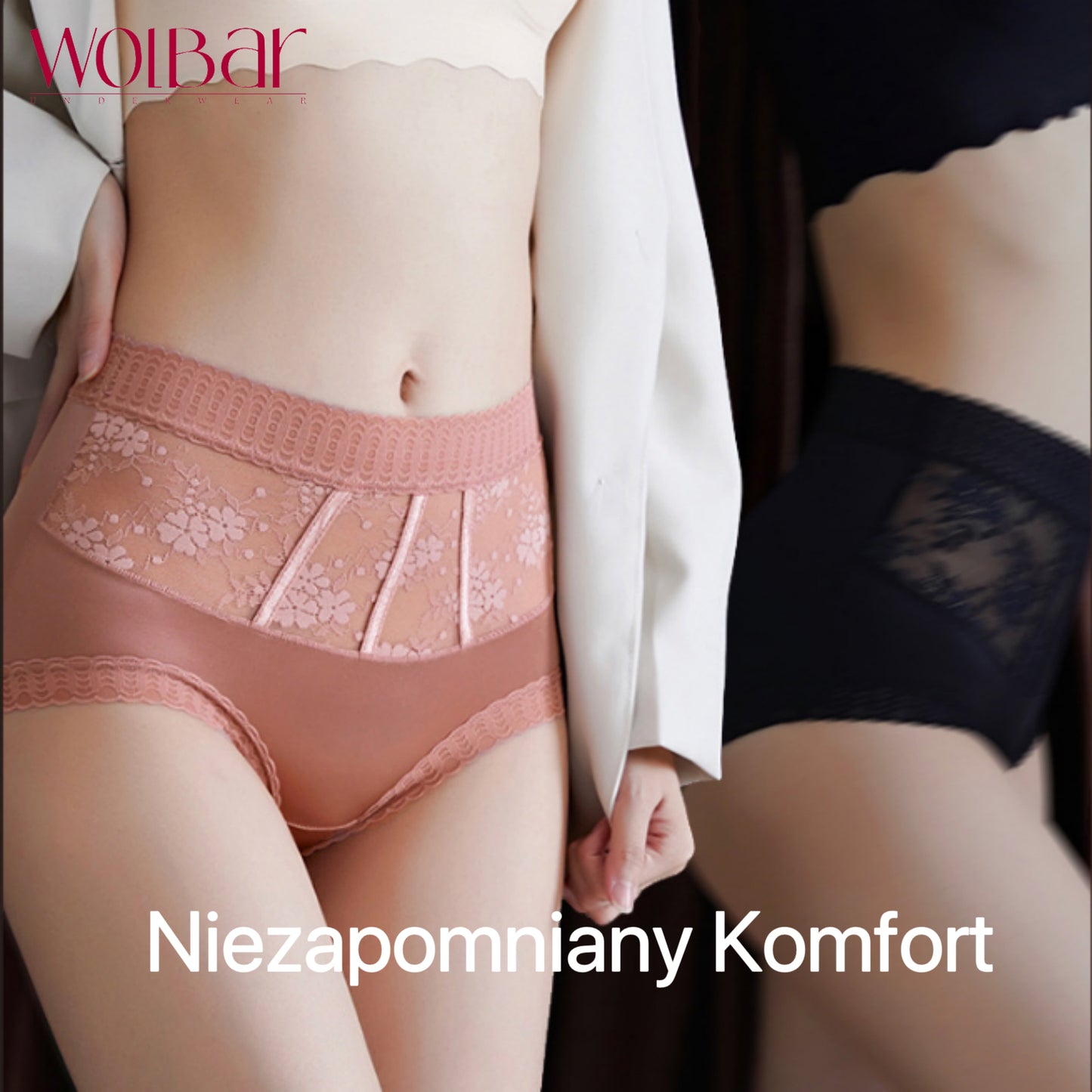 WolBar Majtki Koronkowe Damskie – Zestaw 4 szt,Podszewka Bawełniana,45-90kg i Więcej