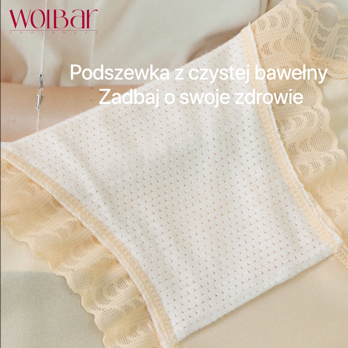 WolBar Majtki Koronkowe Damskie – Zestaw 4 szt,Podszewka Bawełniana,45-90kg i Więcej