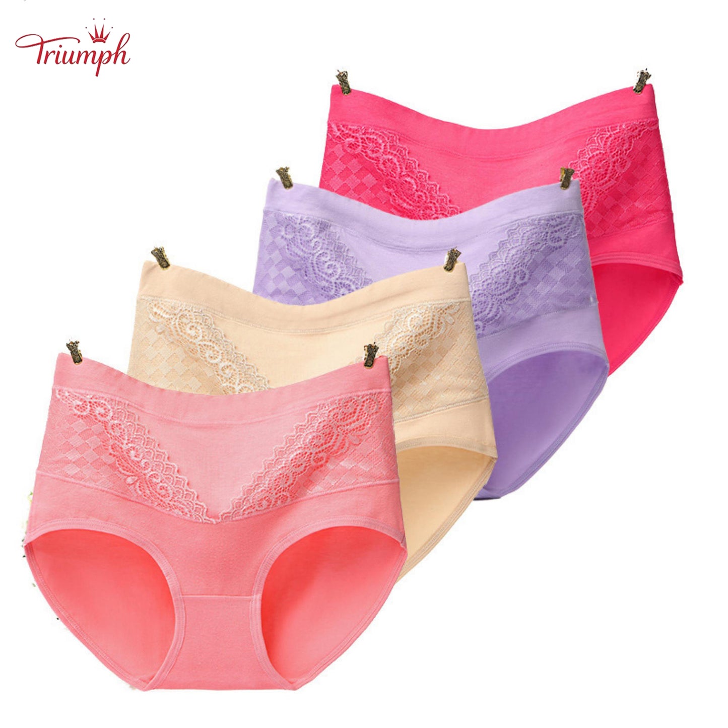 Triumph - Zestaw 4 Majtek Bawełnianych Wysokiej Jakości, Bezpłatna Wysyłka, Napnij Brzuch, Lifting Pośladków