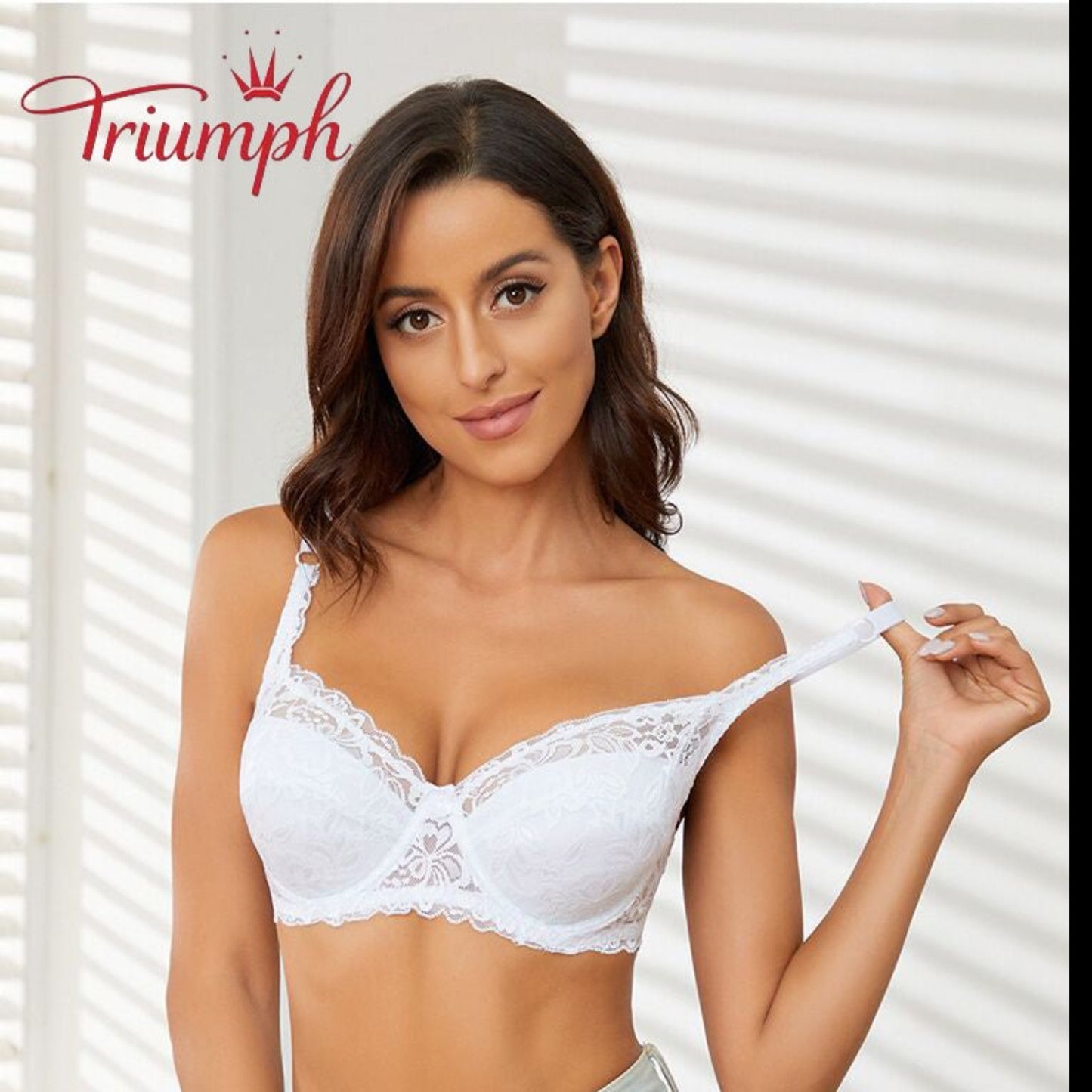 Triumph - Zestaw 3 biustonoszy, Bezpłatna Wysyłka, Nowy Seksowny Koronkowy Biustonosz Push Up w dużych Rozmiarach