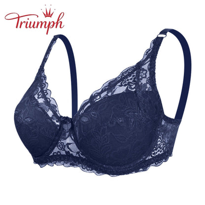 Triumph - Zestaw 3 biustonoszy, Bezpłatna Wysyłka, Nowy Seksowny Koronkowy Biustonosz Push Up w dużych Rozmiarach