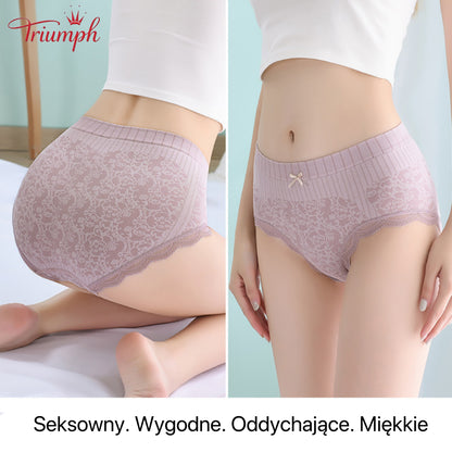 Triumph - Darmowa Wysyłka，4 Pary Wygodnych, Oddychających fig z Wysokim Stanem，Koronkowe Obramowanie