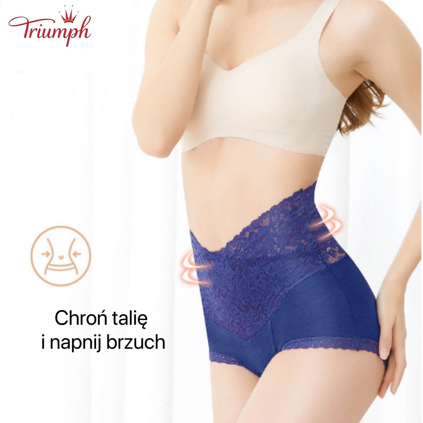 Triumph - Darmowa Wysyłka，4 Sztuki Koronkowych Majtek z Wysokim Stanem w Kształcie Litery V，Wygodne，Miękkie