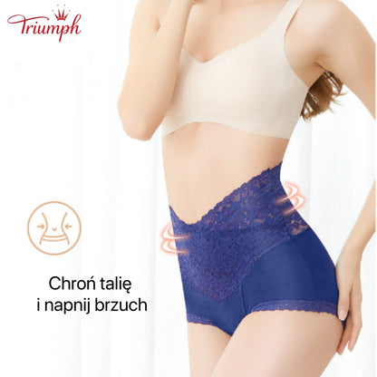 Triumph - Darmowa Wysyłka，4 Sztuki Koronkowych Majtek z Wysokim Stanem w Kształcie Litery V，Wygodne，Miękkie