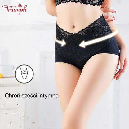 Triumph - Darmowa Wysyłka，4 Sztuki Koronkowych Majtek z Wysokim Stanem w Kształcie Litery V，Wygodne，Miękkie