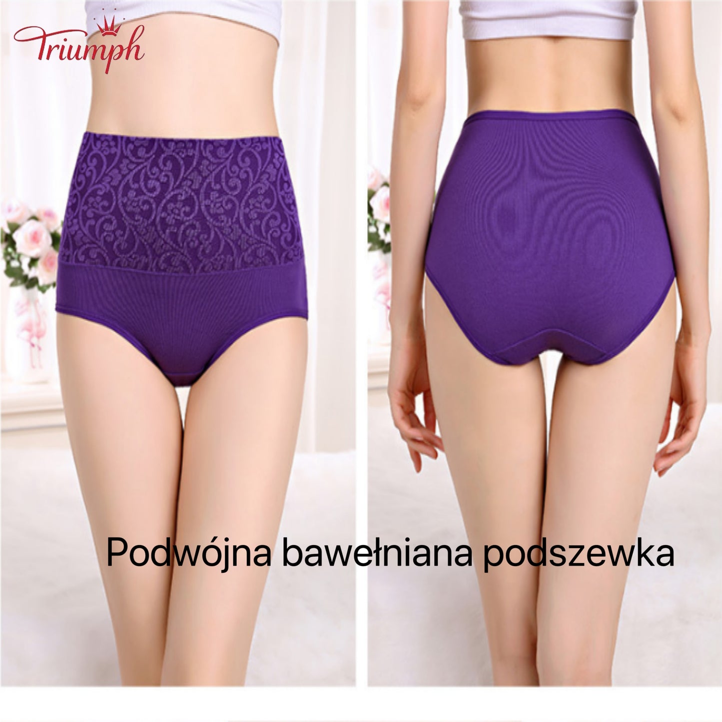 Triumph - Darmowa Wysyłka，4-Pak Wygodnych Majtek，Powierzchnia z Motywem Koronki，Dwuwarstwowy Bawełniany Krok