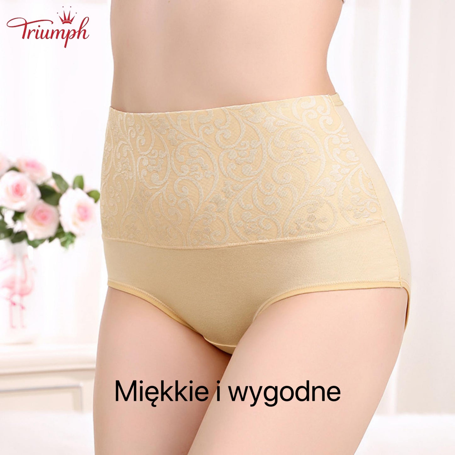 Triumph - Darmowa Wysyłka，4-Pak Wygodnych Majtek，Powierzchnia z Motywem Koronki，Dwuwarstwowy Bawełniany Krok