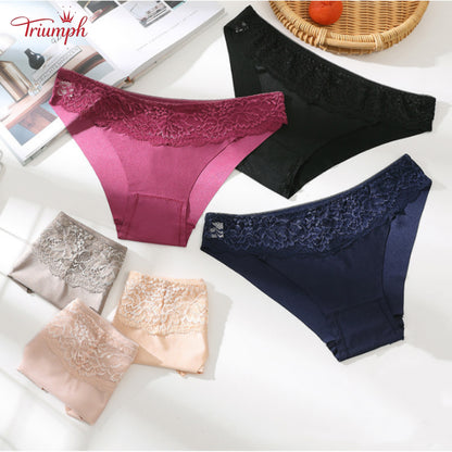 Triumph - Darmowa Wysyłka，Koronkowe Figi w Zestawie 4 Sztuki，Jedwab i Bawełna，4 Kolory，40-85 kg i Więcej
