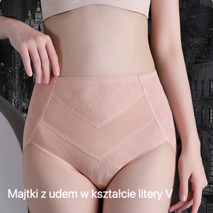 Triumph - 4 Pary Wysokiej Jakości Bawełnianych Majtek z Wysokim Stanem i Uroczym Nadrukiem w Gwiazdki, Bezpłatna Wysyłka