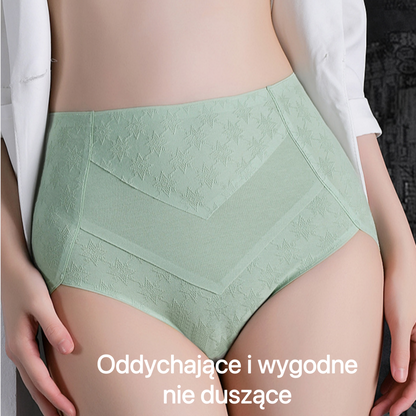Triumph - 4 Pary Wysokiej Jakości Bawełnianych Majtek z Wysokim Stanem i Uroczym Nadrukiem w Gwiazdki, Bezpłatna Wysyłka