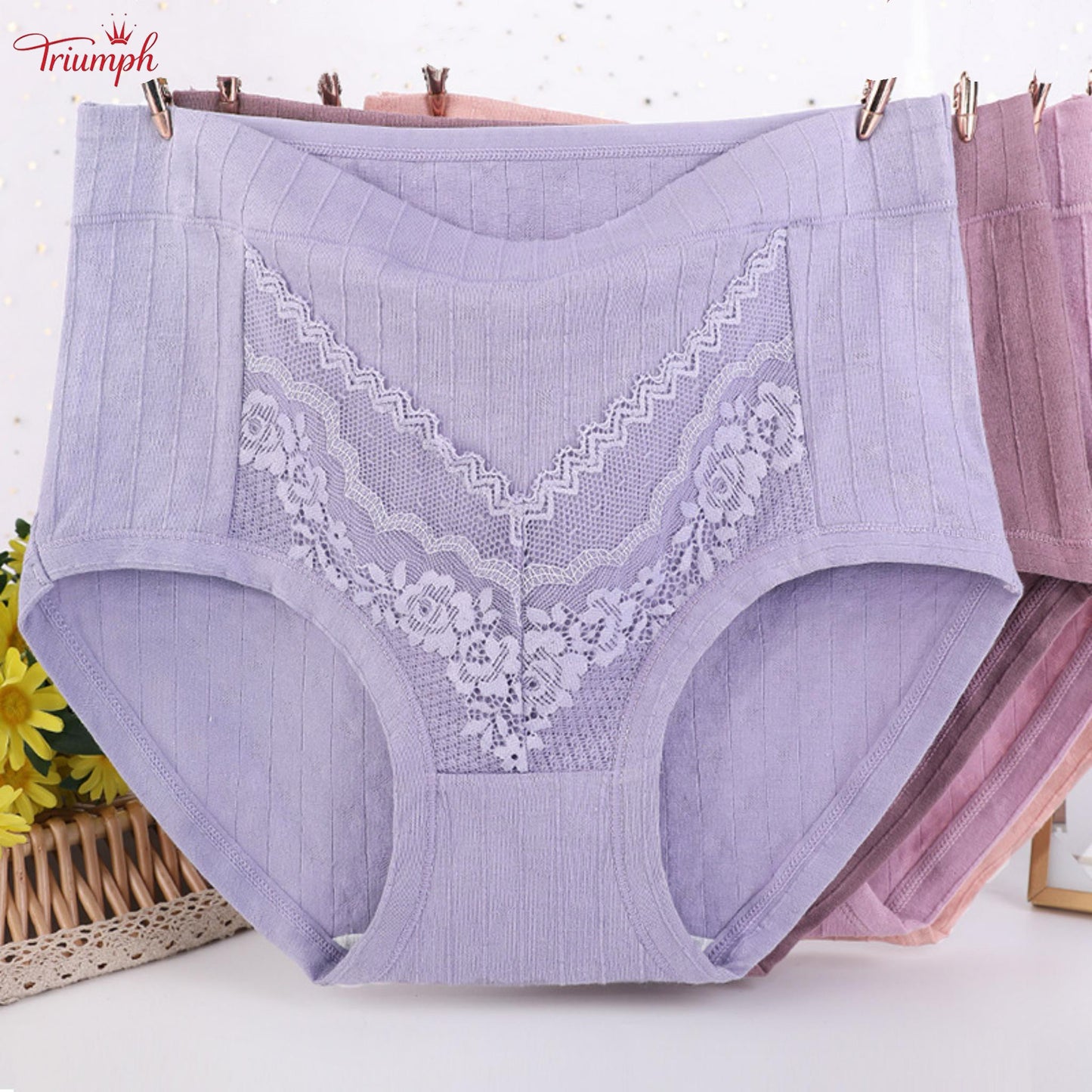 Triumph - 4 Pary Bawełnianych Majtek, Darmowa Wysyłka, Majtki w Paski, Miękkie