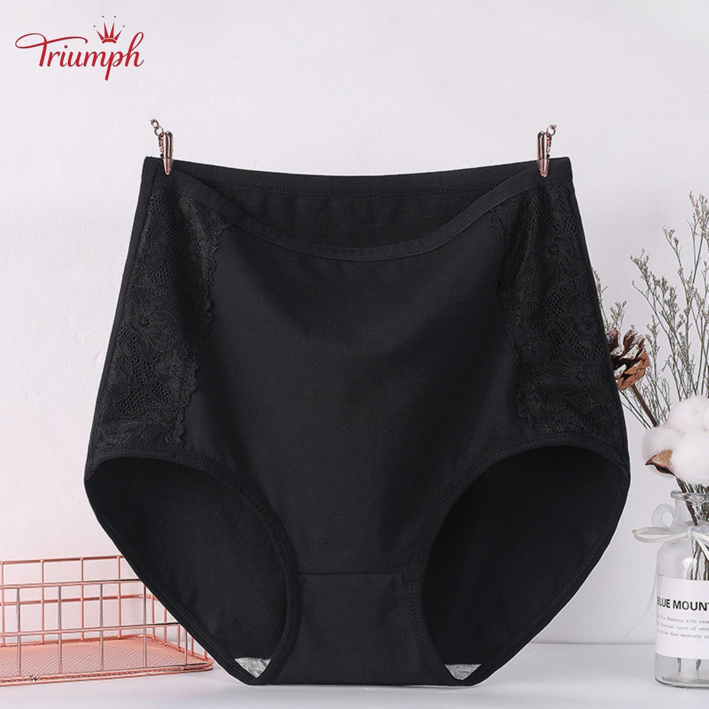 Triumph - Zestaw 4 Par Bawełnianych Majtek Premium z Wysokim Stanem, Darmowa Wysyłka, Napnij Brzuch, Podnoszenie Pośladków