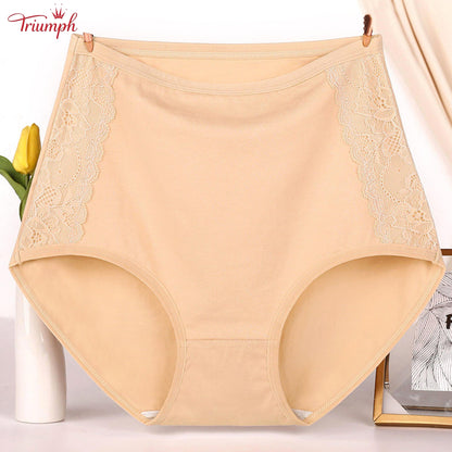 Triumph - Zestaw 4 Par Bawełnianych Majtek Premium z Wysokim Stanem, Darmowa Wysyłka, Napnij Brzuch, Podnoszenie Pośladków