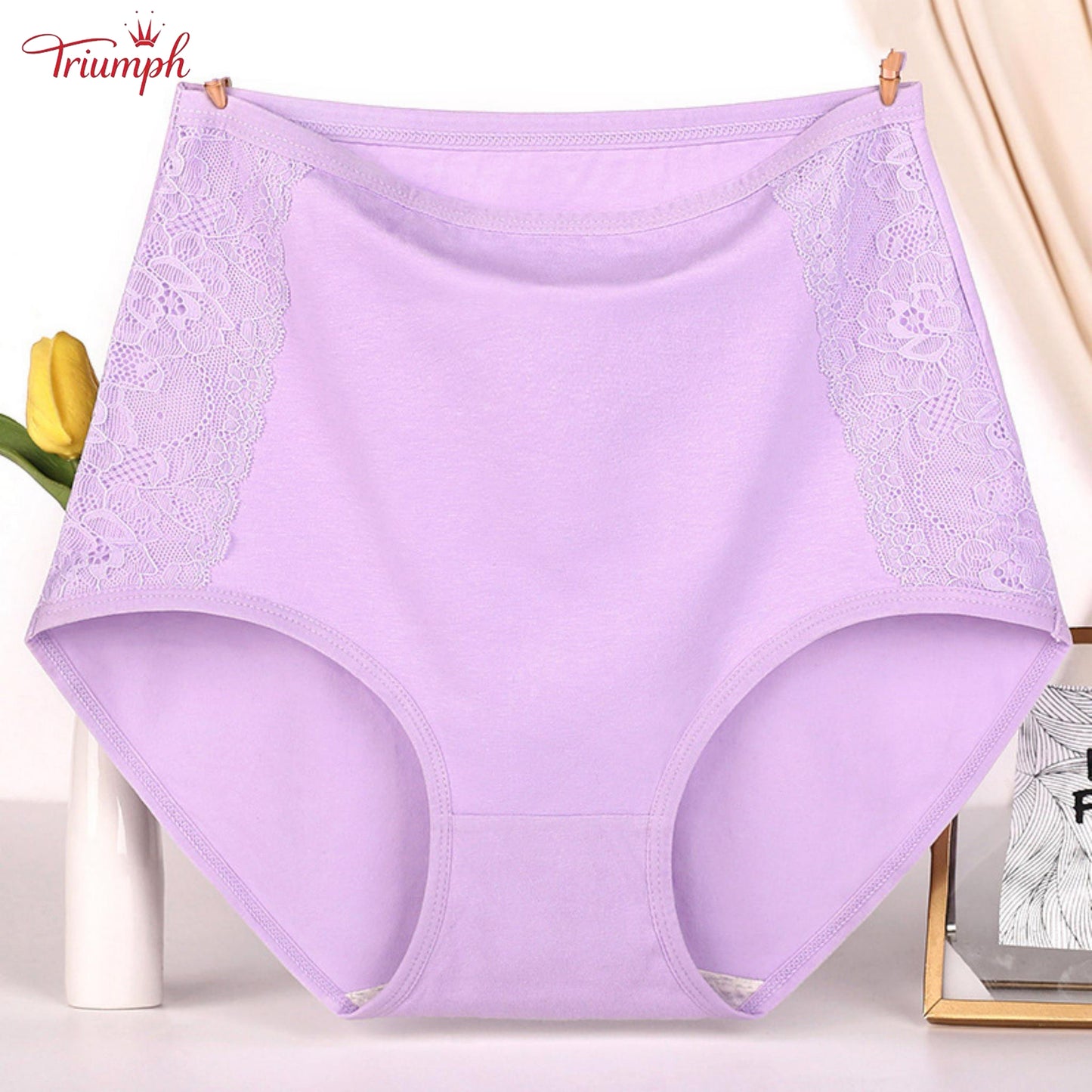 Triumph - Zestaw 4 Par Bawełnianych Majtek Premium z Wysokim Stanem, Darmowa Wysyłka, Napnij Brzuch, Podnoszenie Pośladków