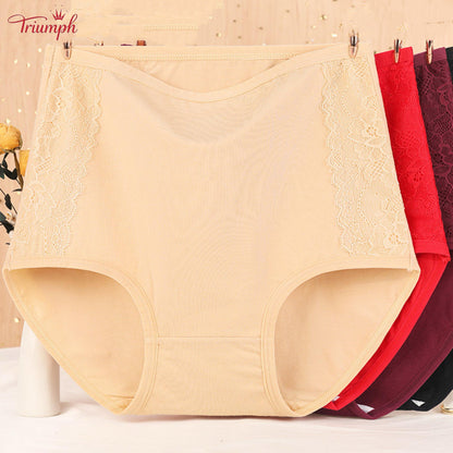 Triumph - Zestaw 4 Par Bawełnianych Majtek Premium z Wysokim Stanem, Darmowa Wysyłka, Napnij Brzuch, Podnoszenie Pośladków