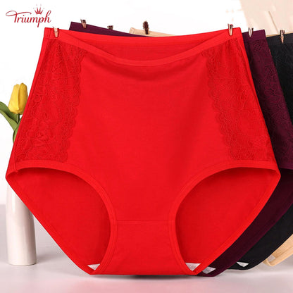 Triumph - Zestaw 4 Par Bawełnianych Majtek Premium z Wysokim Stanem, Darmowa Wysyłka, Napnij Brzuch, Podnoszenie Pośladków