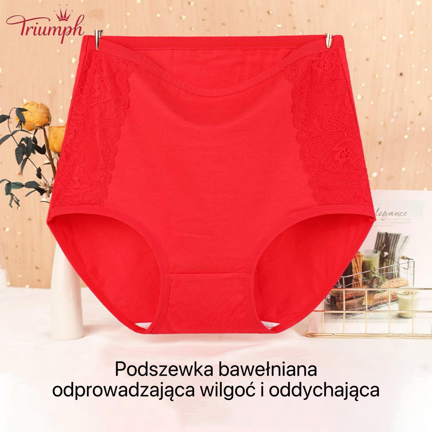 Triumph - Zestaw 4 Par Bawełnianych Majtek Premium z Wysokim Stanem, Darmowa Wysyłka, Napnij Brzuch, Podnoszenie Pośladków