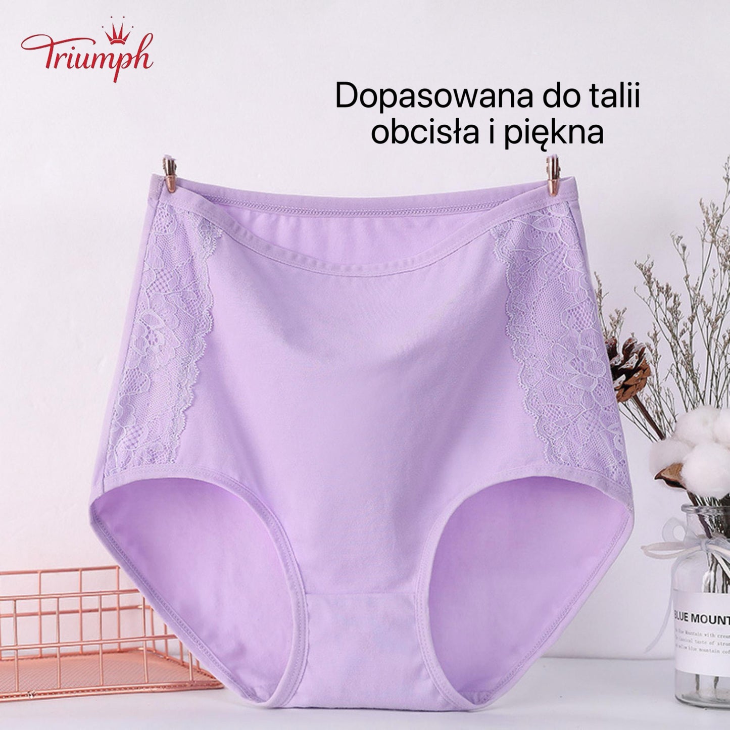 Triumph - Zestaw 4 Par Bawełnianych Majtek Premium z Wysokim Stanem, Darmowa Wysyłka, Napnij Brzuch, Podnoszenie Pośladków