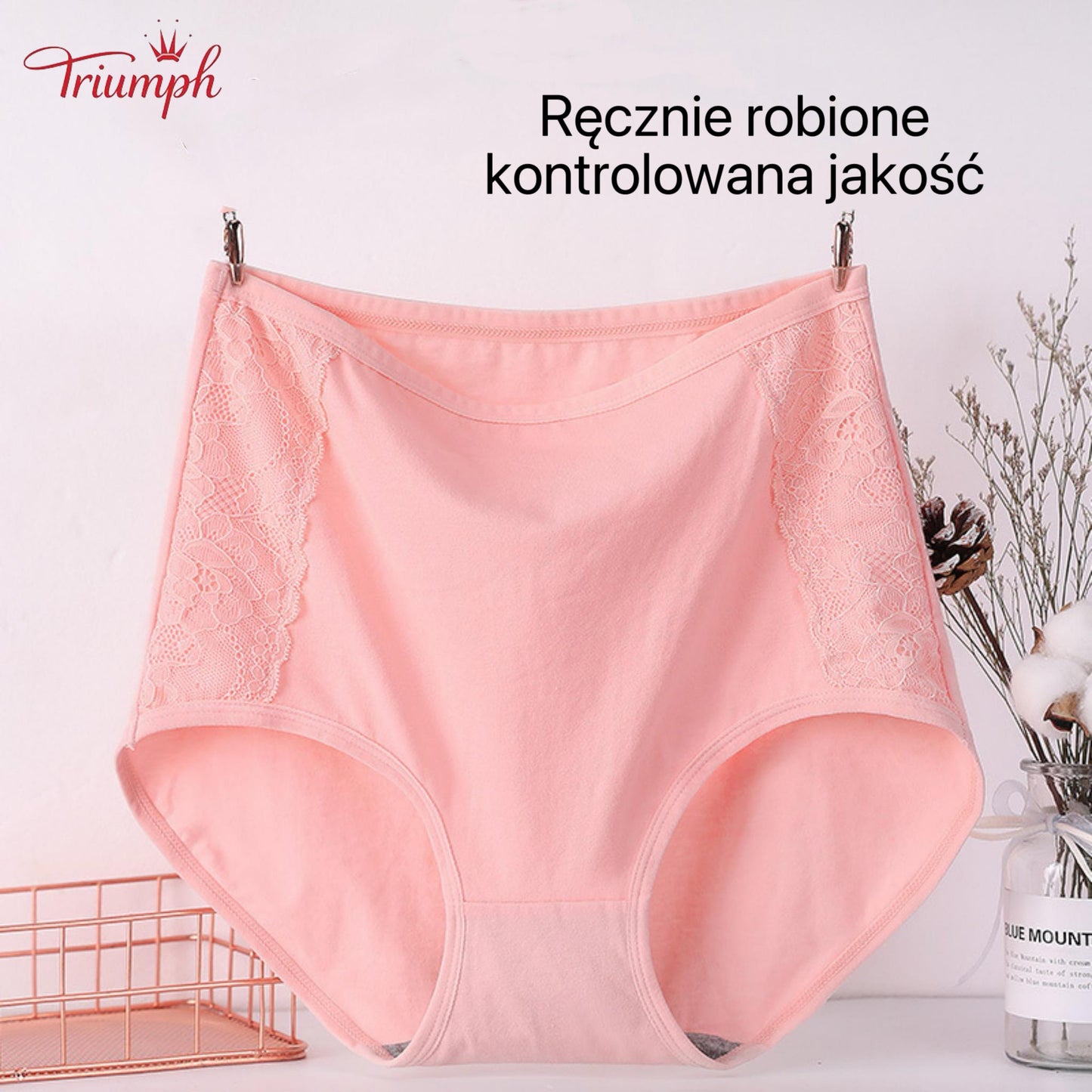 Triumph - Zestaw 4 Par Bawełnianych Majtek Premium z Wysokim Stanem, Darmowa Wysyłka, Napnij Brzuch, Podnoszenie Pośladków