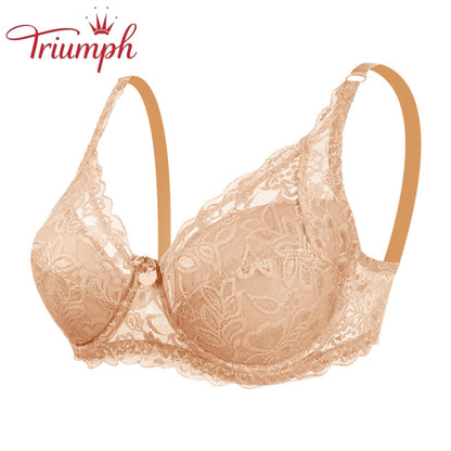 Triumph - Zestaw 3 biustonoszy, Bezpłatna Wysyłka, Nowy Seksowny Koronkowy Biustonosz Push Up w dużych Rozmiarach