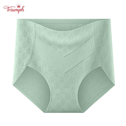 Triumph - 4 Pary Wysokiej Jakości Bawełnianych Majtek z Wysokim Stanem i Uroczym Nadrukiem w Gwiazdki, Bezpłatna Wysyłka
