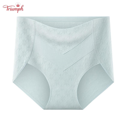 Triumph - 4 Pary Wysokiej Jakości Bawełnianych Majtek z Wysokim Stanem i Uroczym Nadrukiem w Gwiazdki, Bezpłatna Wysyłka